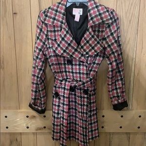 Pea Coat Women’s Medium Pink, Black, White, Gray
